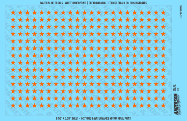 ASG Waterslide Decals - Solid 5-Point Stars Set 1/4"