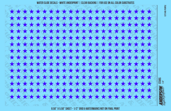 ASG Waterslide Decals - Solid 5-Point Stars Set 1/4"