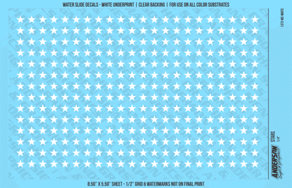 ASG Waterslide Decals - Solid 5-Point Stars Set 1/4"