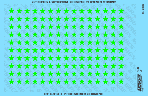 ASG Waterslide Decals - Solid 5-Point Stars Set 3/8"