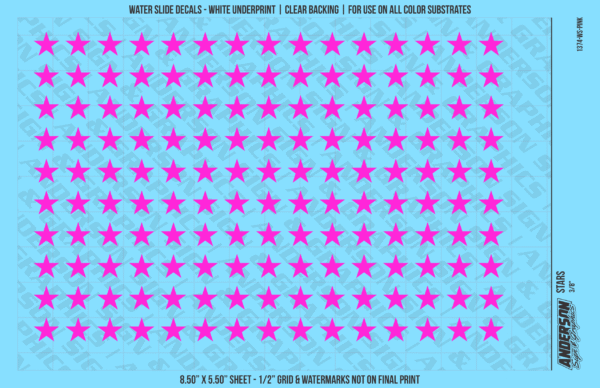 ASG Waterslide Decals - Solid 5-Point Stars Set 3/8"