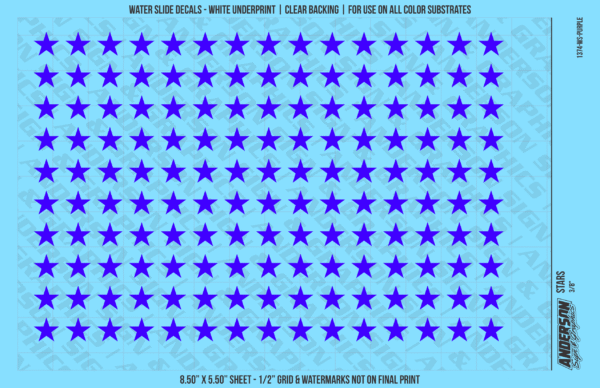 ASG Waterslide Decals - Solid 5-Point Stars Set 3/8"
