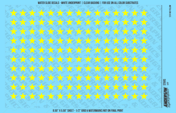 ASG Waterslide Decals - Solid 5-Point Stars Set 3/8"