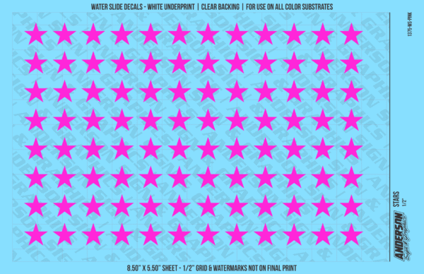ASG Waterslide Decals - Solid 5-Point Stars Set 1/2"