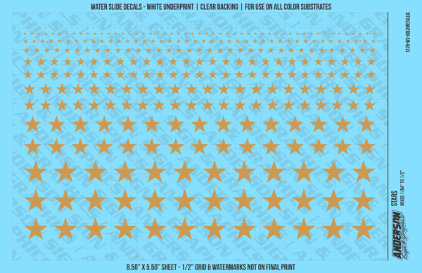 ASG Waterslide Decals - Solid 5-Point Stars Set Mixed Sizes