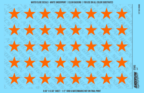 ASG Waterslide Decals - Solid 5-Point Stars Set 3/4"