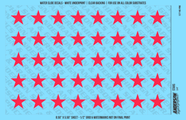 ASG Waterslide Decals - Solid 5-Point Stars Set 3/4"
