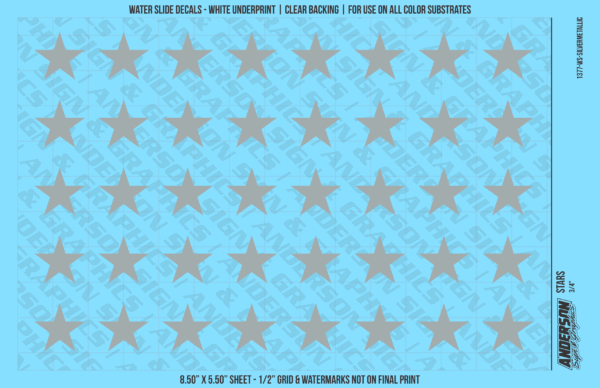 ASG Waterslide Decals - Solid 5-Point Stars Set 3/4"