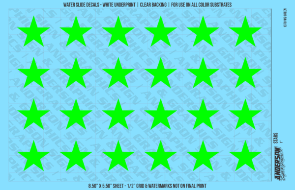 ASG Waterslide Decals - Solid 5-Point Stars Set 1"