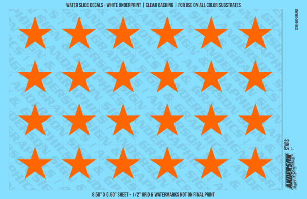 ASG Waterslide Decals - Solid 5-Point Stars Set 1"