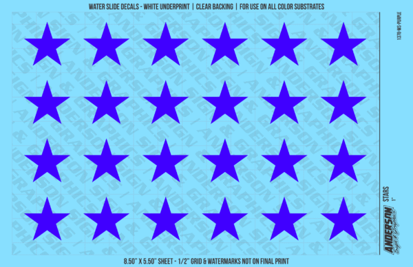 ASG Waterslide Decals - Solid 5-Point Stars Set 1"