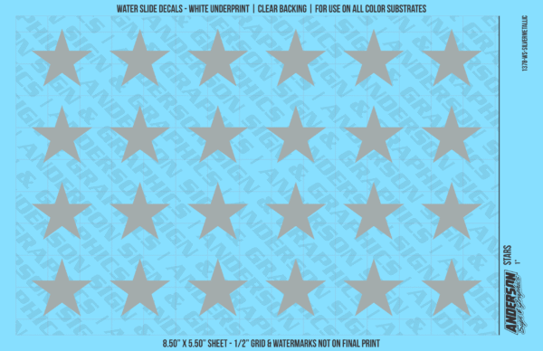 ASG Waterslide Decals - Solid 5-Point Stars Set 1"